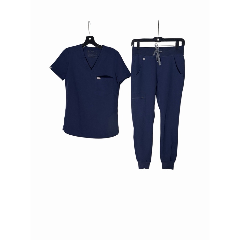 FIGS Technical Collection Womens XXS Blue Scrub Set Top & Jogger Pants #G14-4